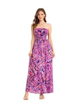 COLORFUL STRAPLESS MAXI DRESS